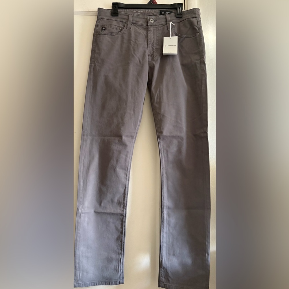 AG Adriano Goldschmied Sueded Sateen Pants in Gray